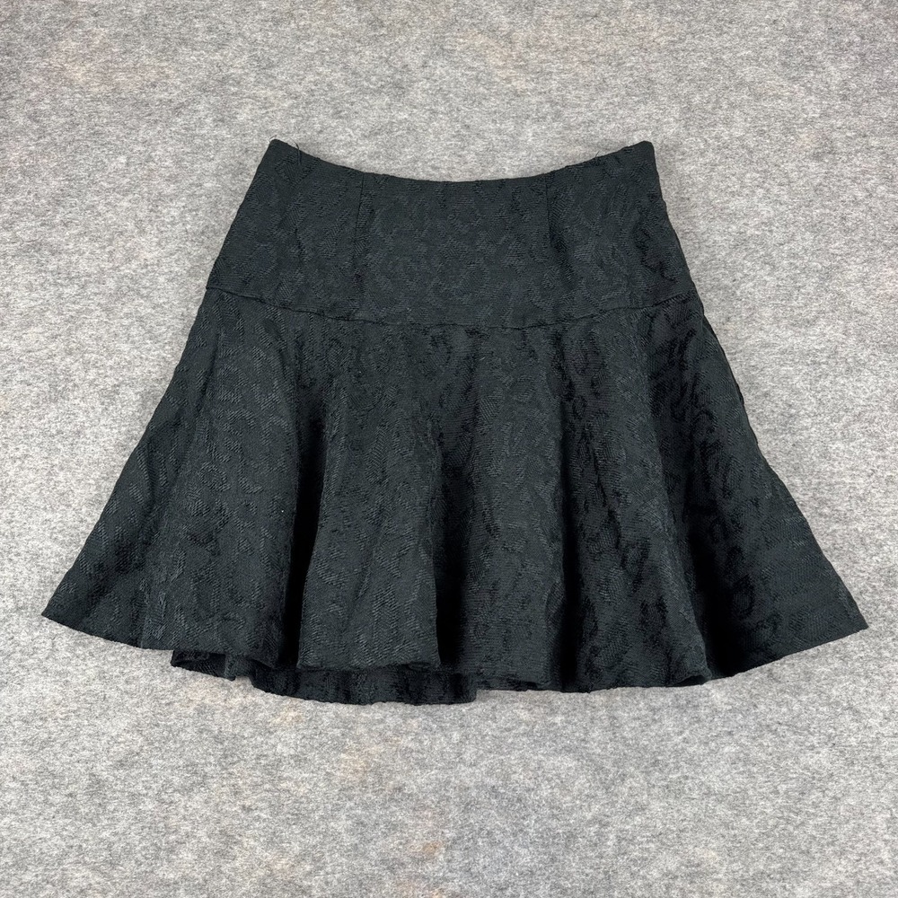 Free People Textured skirt Cheetah Print Side Zip Black‎ Womens 2